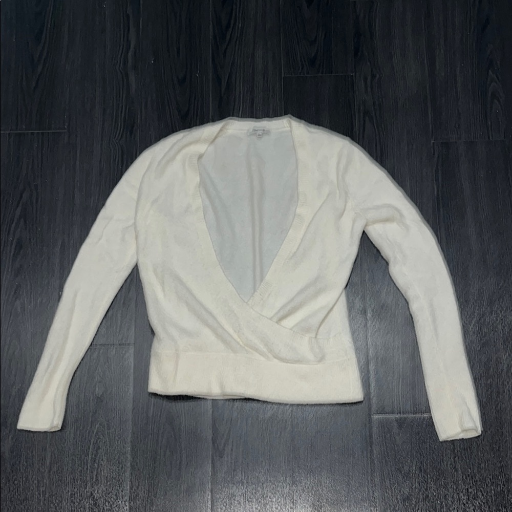 Madewell Cream V-Neck Sweater Knit Fitted